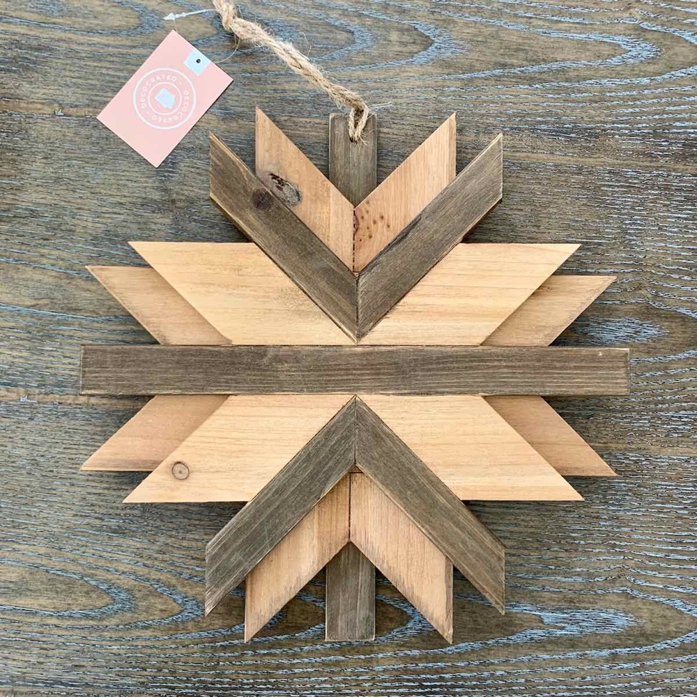 Wooden Snowflake w/Twine Hanger